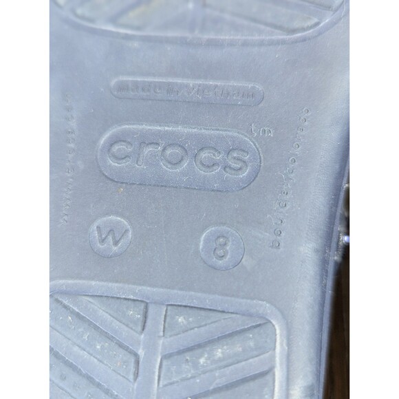 CROCS COMFORT Sanrah Wedge Sandals Womens 9 Black Hammer Silver Circle Logo - Picture 13 of 13